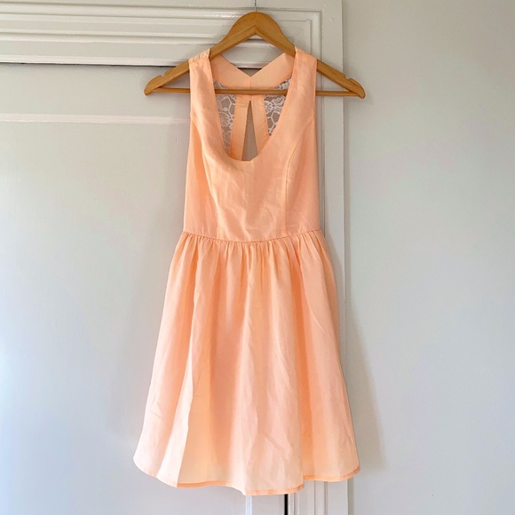 Coral Dress with Lace - Picture 1 of 2